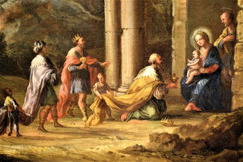 Paesaggio arcadico con Adorazione dei Magi